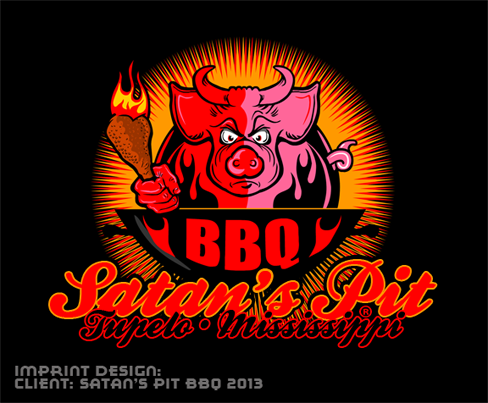 Satan's Pit, BBQ Food Truck Logo Designed by Bruce Hilvitz