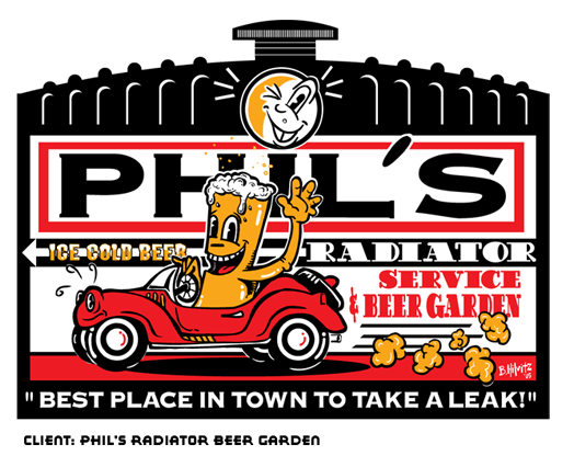  Phil's Radiator Beer Garden Design, and T-shirt production, by Bruce Hilvitz